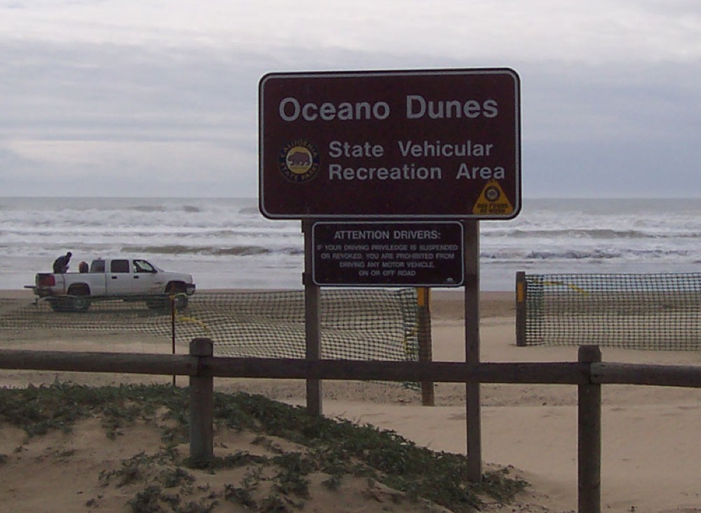 Oceano Dunes State Vehicular Recreation Area sign