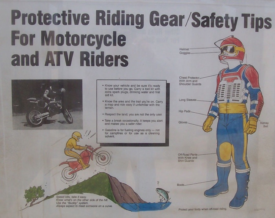 Protective riding gear safety sign