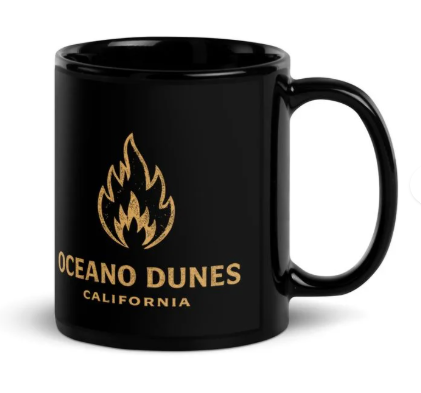 Oceano Dunes Fire flame emblem mug