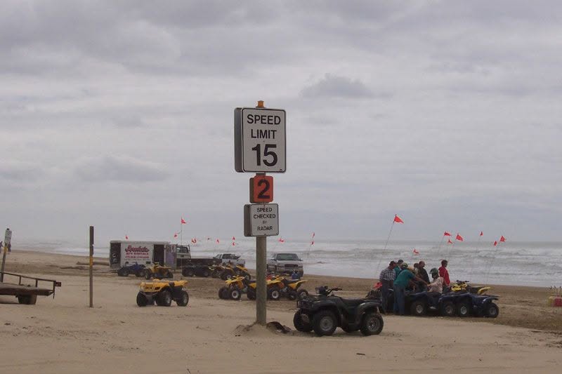 Speed limit 15 sign on the beach at Oceano Dunes