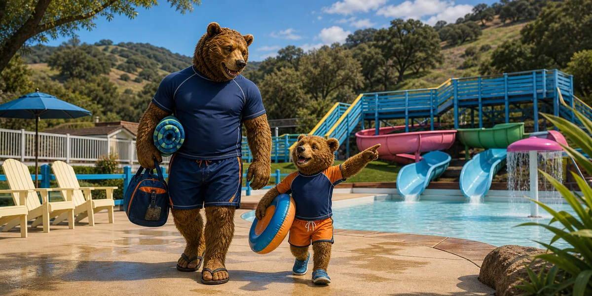 Oso taking his young son to a Central Coast water park with colorful slides